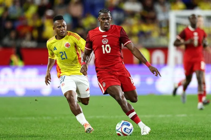 喬納森・大衛率領的加拿大，在與南美強權哥倫比亞的友誼賽中踢得有來有回。/金享娛樂城